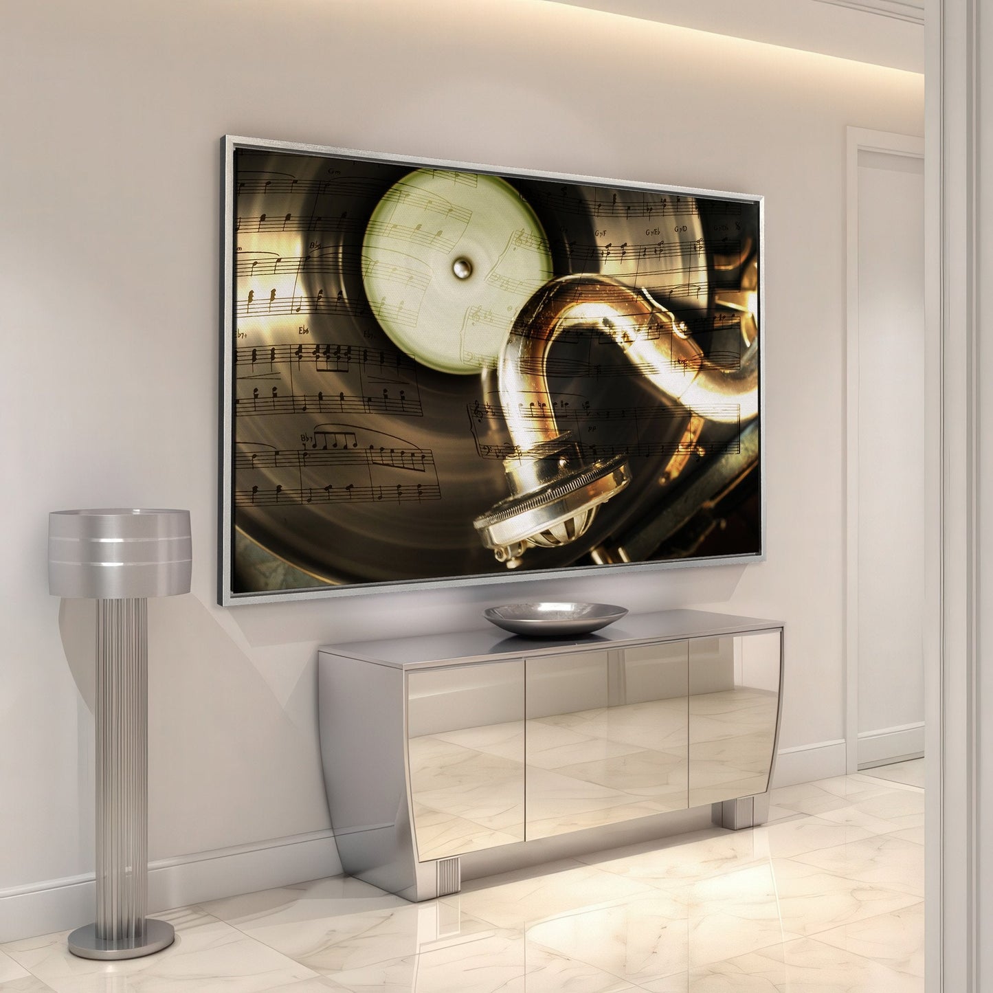 Retro Gramophone Vinyl Record Canvas Print