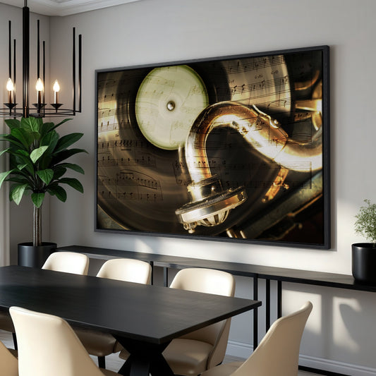 Retro Gramophone Vinyl Record Canvas Print