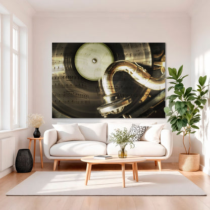 Retro Gramophone Vinyl Record Canvas Print