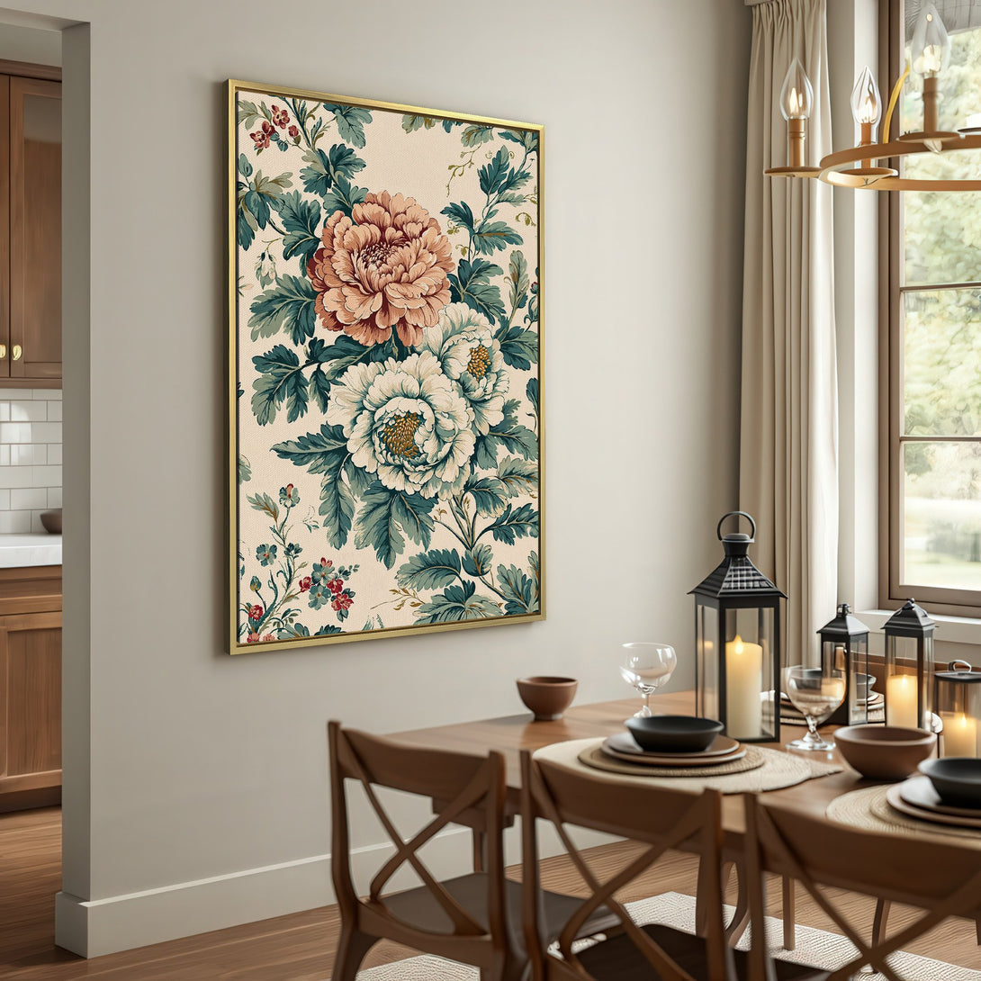 Canvas Print featuring floral design in muted earth tones. Perfect wall art for adding a touch of elegance to any space.