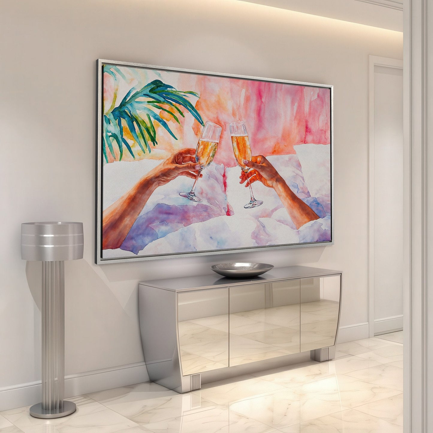 Romantic Celebration Art Pink Canvas Print for Couples