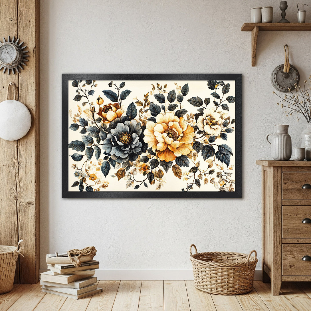 Framed Poster featuring floral artwork in a warm, neutral color palette. Perfect wall art for a cozy home.
