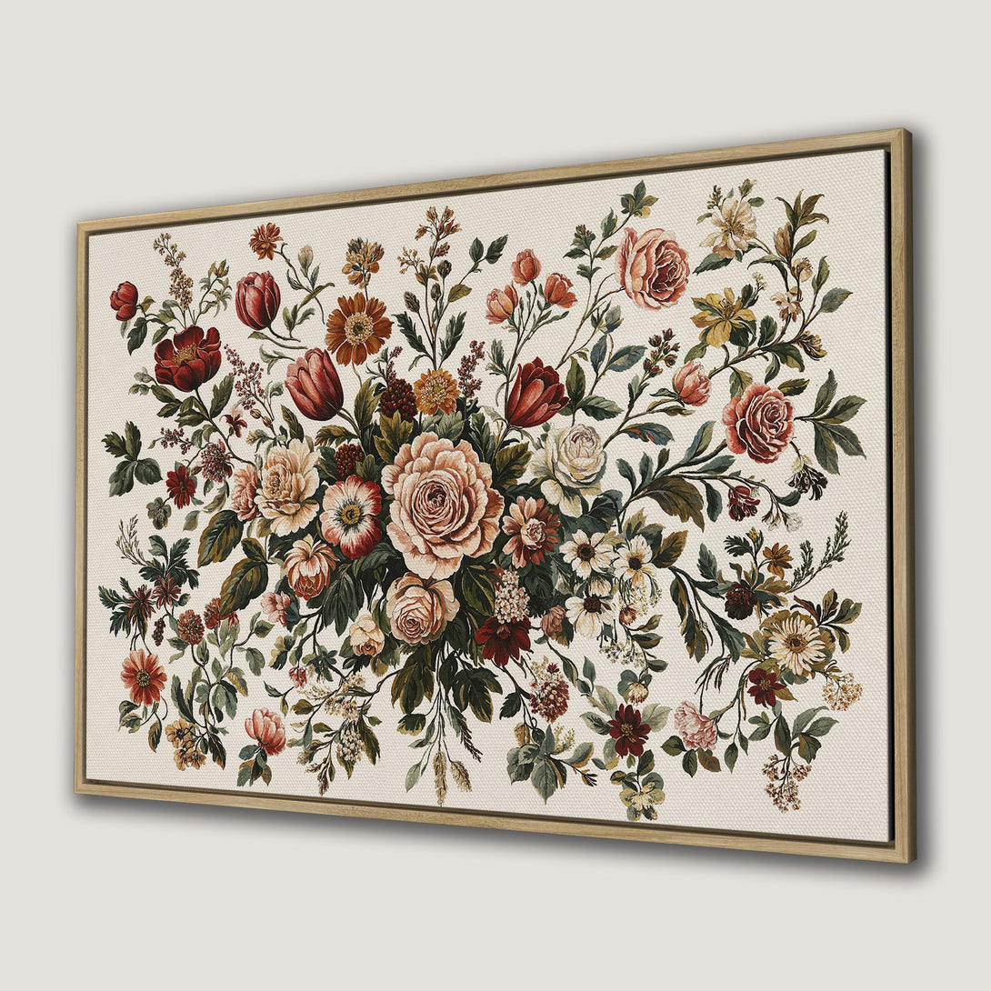 Framed Wall Art featuring a vintage floral bouquet in warm, earthy tones. Perfect for adding a touch of classic elegance to your home decor.