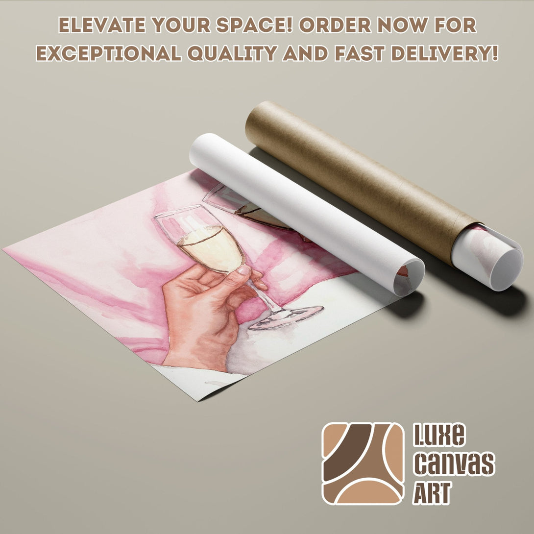 Poster Roll featuring watercolor art in pink and beige tones. Elevate your space with Luxe Canvas Art!