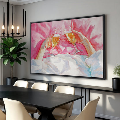Romantic Pink Champagne Celebration Canvas Print for Bedrooms