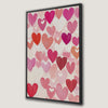 Romantic Pink Hearts Framed Canvas Print Wall Art