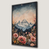 Romantic Starry Night Mountain Canvas Print with Wildflowers