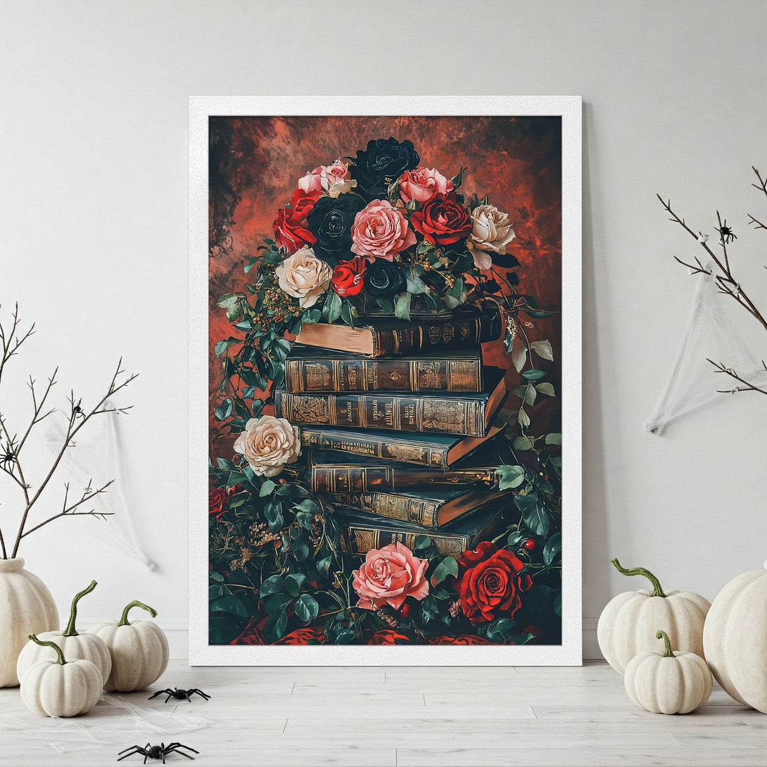 Framed Poster featuring a surreal portrait in dark tones with gold accents. Perfect for adding artistic flair to your space.