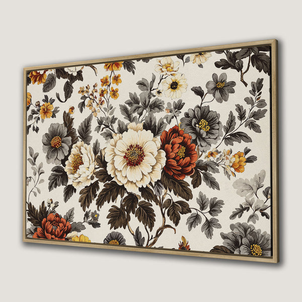 Framed Wall Art featuring a vintage floral design in a warm, neutral color palette. Perfect for adding a touch of elegance to any space.