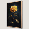 Romantic Yellow Rose with Golden Leaves Canvas Print Art