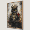 Royal Black Cat Portrait Canvas Print, Victorian Style Art