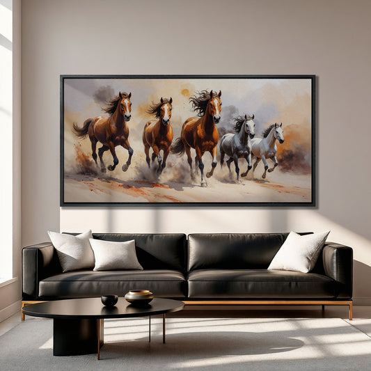 Running Horses Abstract Equine Canvas Print Art