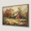 Rural Autumn Cabin Canvas Print, Countryside Landscape Art