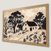 Rural Cottage Art Poster - Black and Beige Landscape Print