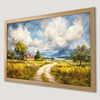 Rural Countryside Scene Art Poster with Mountain View