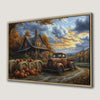 Rural Landscape Cozy Cabin Canvas Print with Rusty Truck