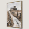Rural Landscape with Wooden Barn Canvas Print Wall Art