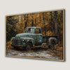 Rust Blue Truck Canvas Print with Autumn Forest Vibe