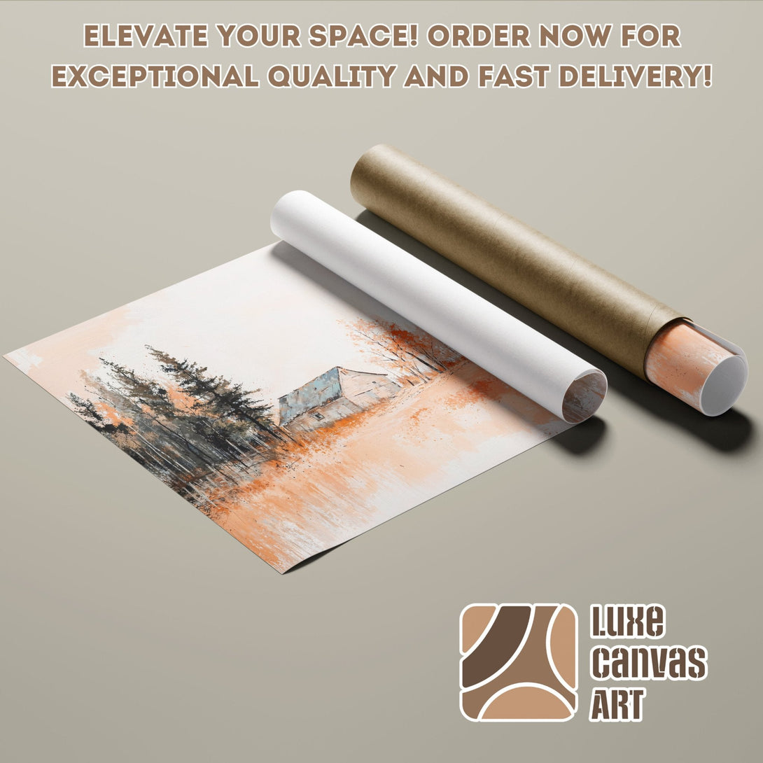 Poster Roll featuring a landscape painting in warm tones. Elevate your space with this beautiful art!