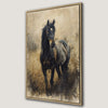 Rustic Black Horse Painting Canvas Print Wall Art