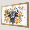 Rustic Buffalo Floral Art Poster - Bohemian Wall Decor