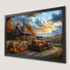 Rustic Cabin and Rusty Truck Art Poster for Autumn Decor