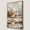 Rustic Cabin in Winter Wonderland Framed Canvas Print