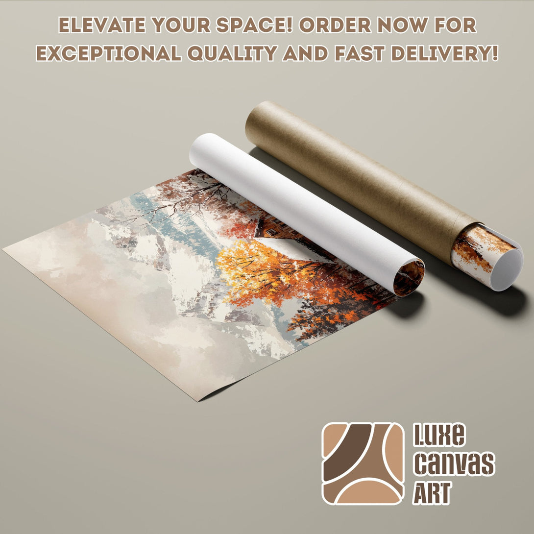 Abstract landscape Poster Roll art, warm color palette. Elevate your space with Luxe Canvas Art!