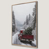 Rustic Christmas Truck Canvas Print with Holiday Tree