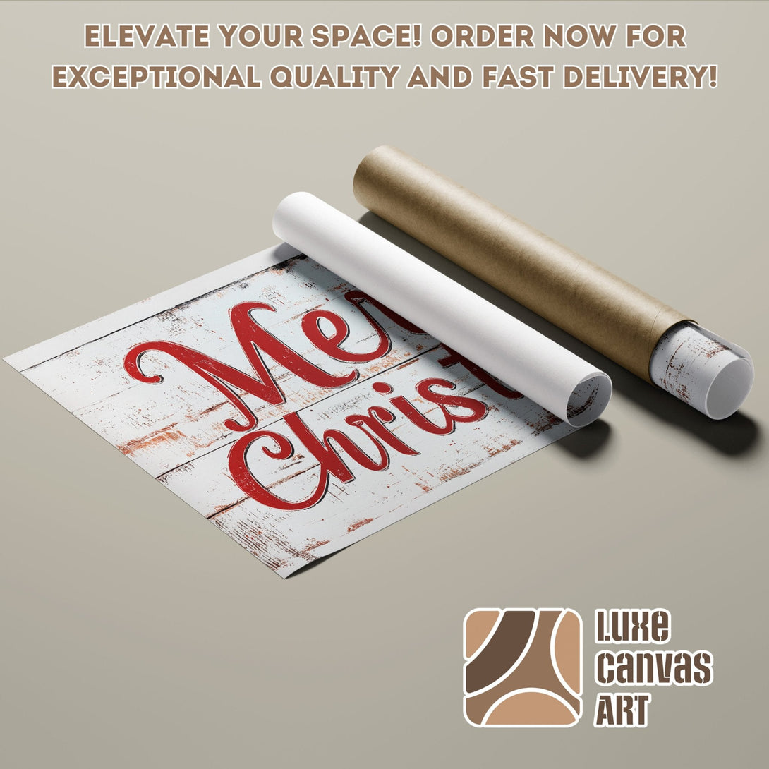 Christmas Poster Roll, rustic style, red and white color palette. Order now!