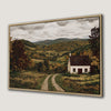 Rustic Cottage in Autumn Hills Canvas Print for Rustic Decor