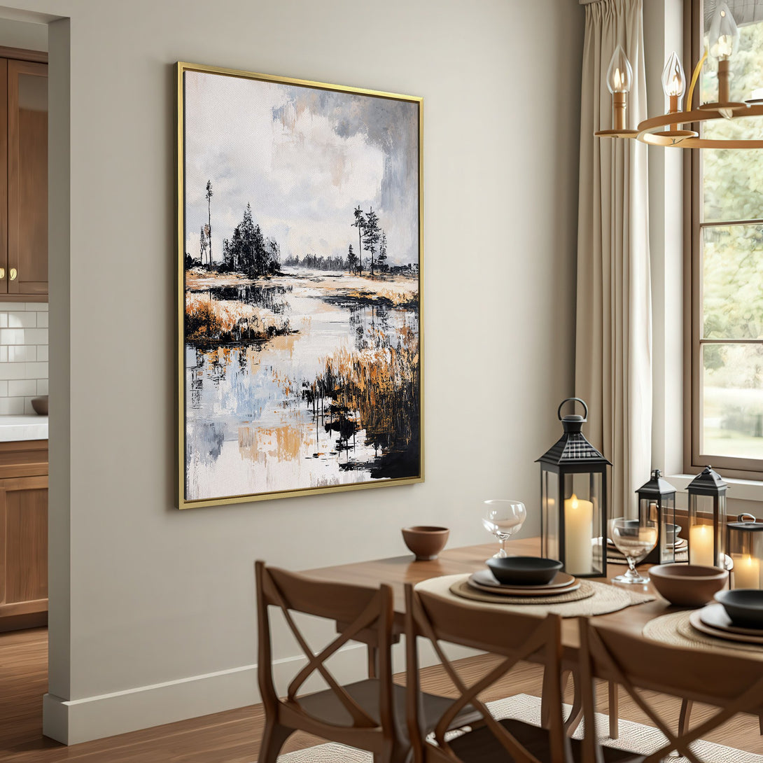 Abstract landscape Canvas Print in neutral tones. Modern wall art with a calming, minimalist style. Perfect for living rooms and bedrooms.