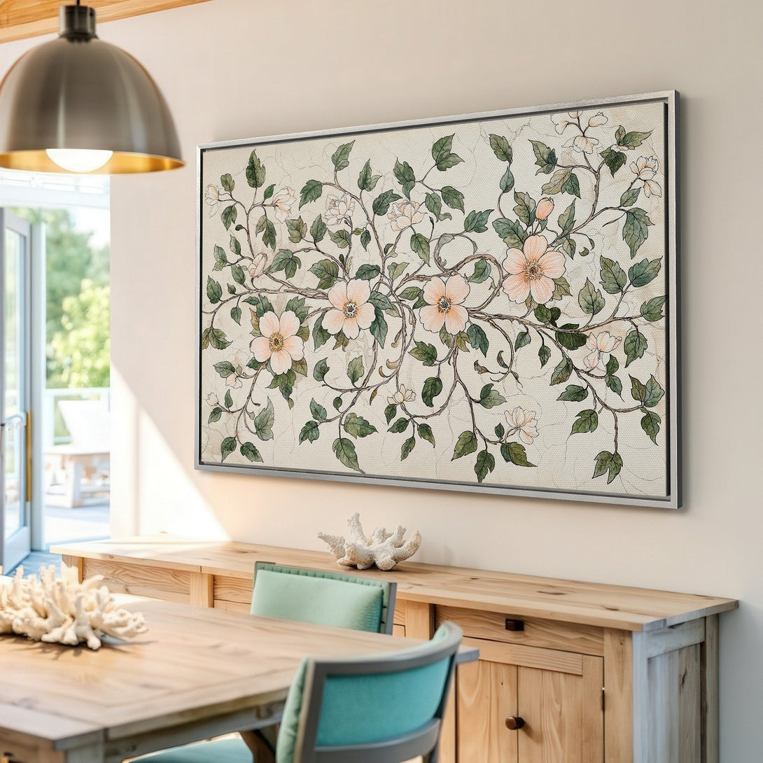 Framed Wall Art featuring a floral design in a soft, neutral color palette. Perfect for adding a touch of elegance to your home decor.