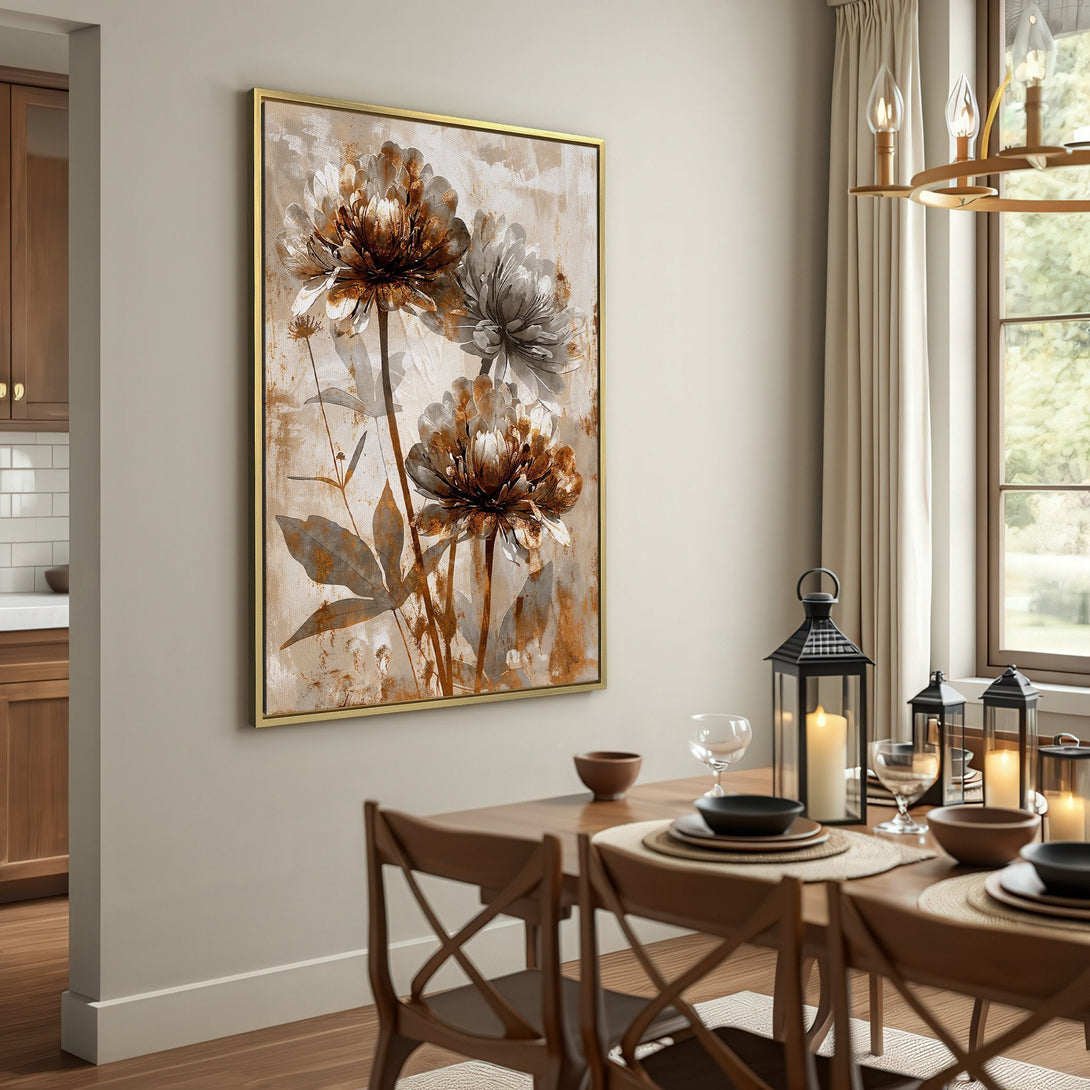Canvas Print featuring abstract floral art in neutral tones, perfect for adding a touch of elegance to any space.
