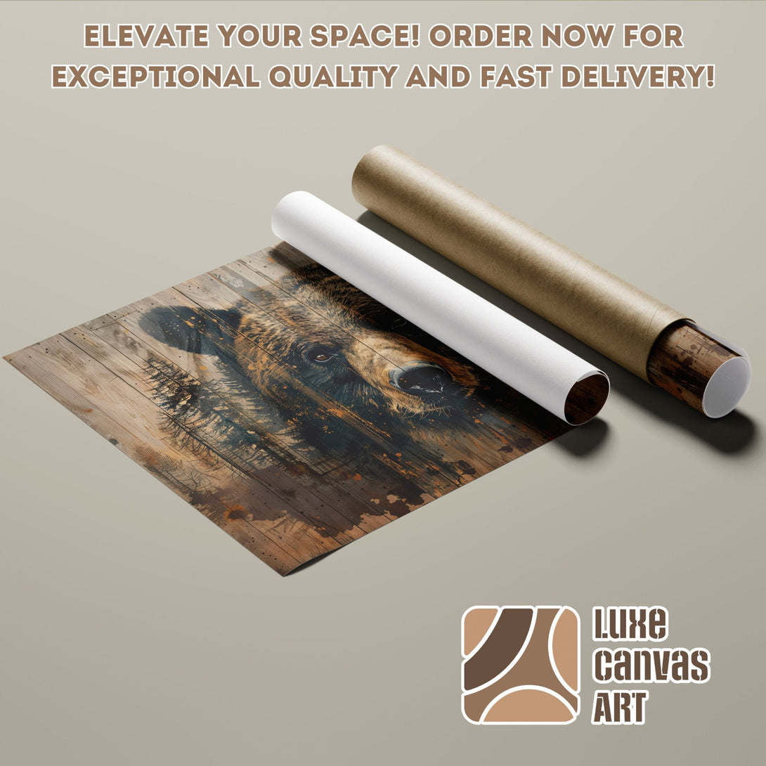 Poster Roll featuring a bear in a rustic style with a brown and earthy color palette. Order now!