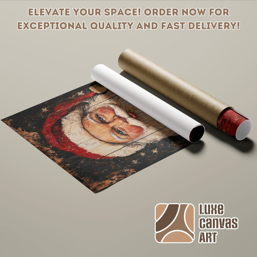 Santa Claus Poster Roll, rustic style, warm color palette. Order now for fast delivery!