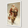 Rustic Santa with Gifts Art Poster | Holiday Wall Decor
