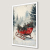 Rustic Winter Scene Art Poster with Christmas Sled