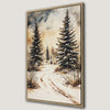 Rustic Winter Snowy Forest Scene Framed Canvas Print