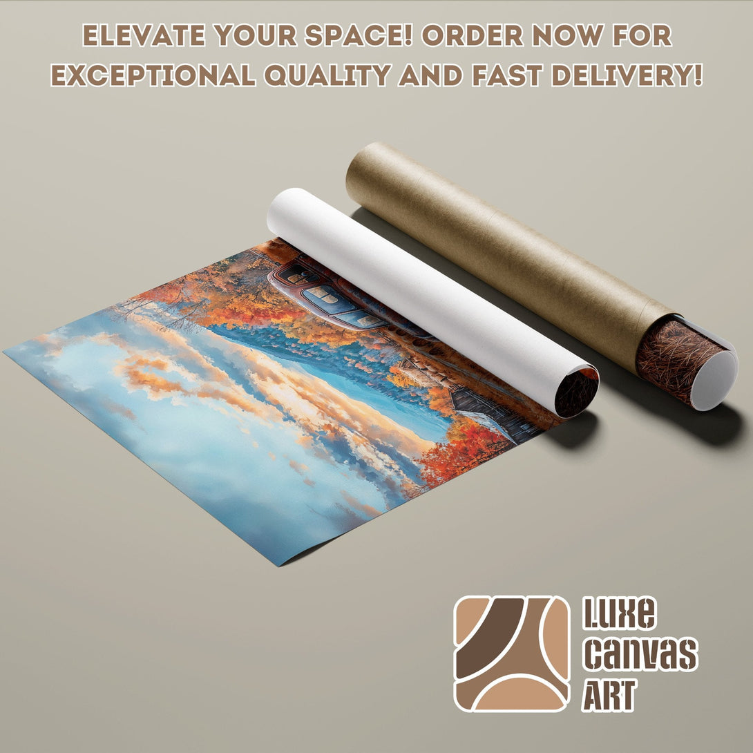 Poster Roll of landscape art in warm autumn tones. Elevate your space with our premium Poster!
