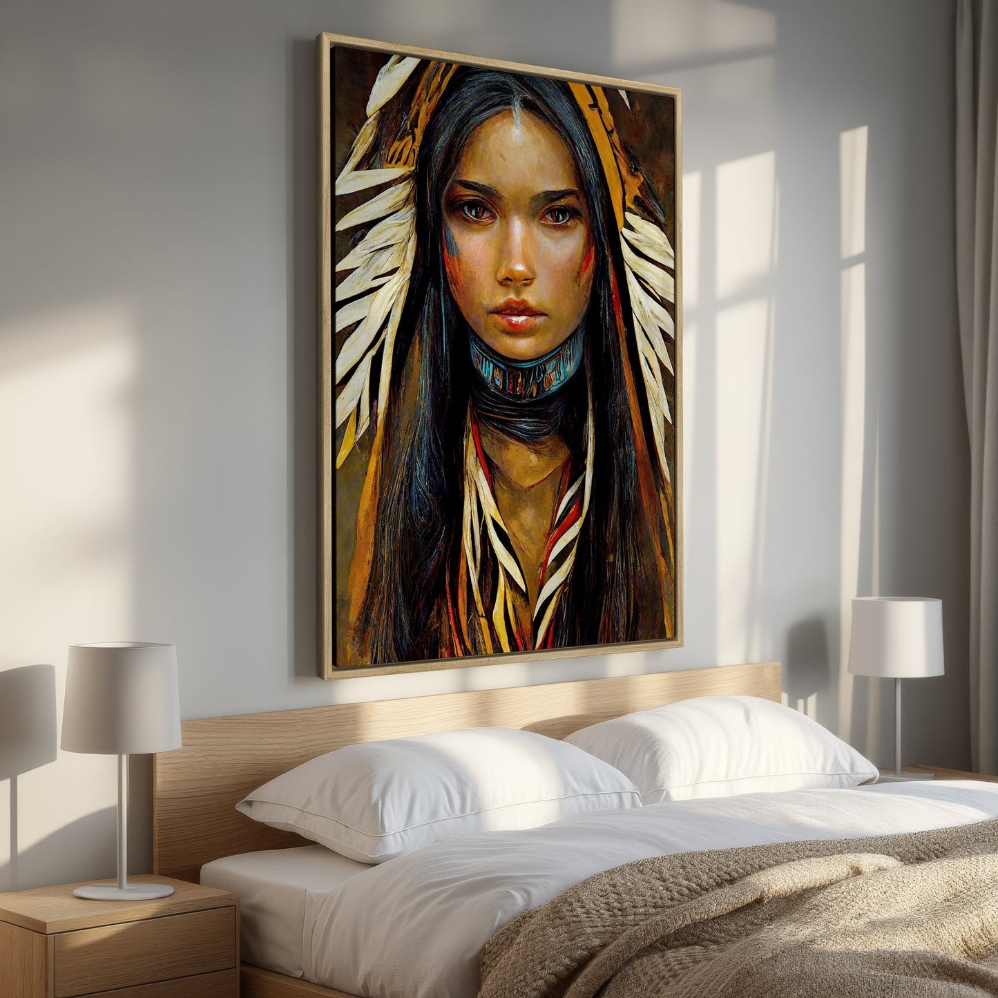 Sacagawea Indian Canvas Print of Beautiful American Girl Warrior