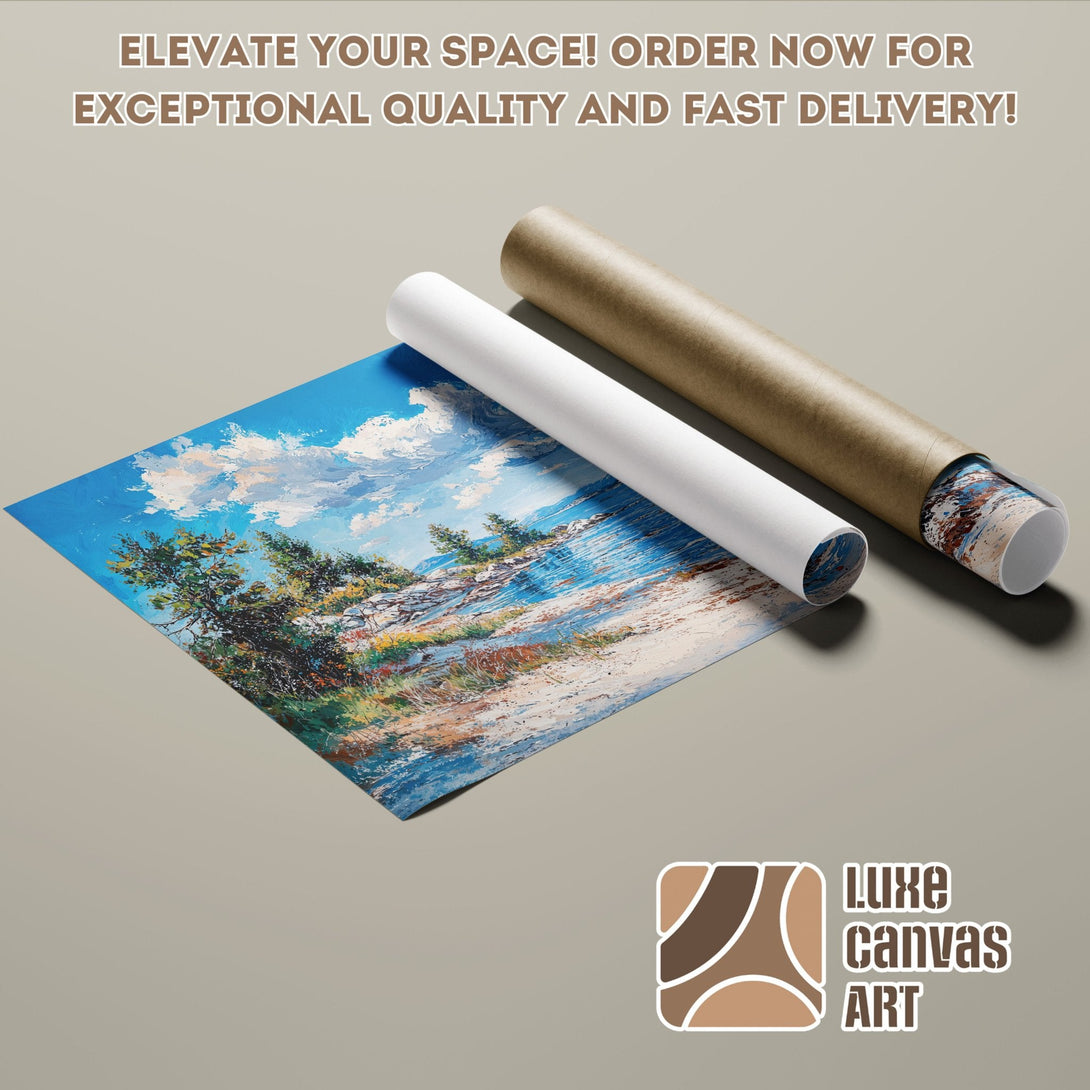 Poster Roll featuring a landscape painting in blue and green tones. Order now!