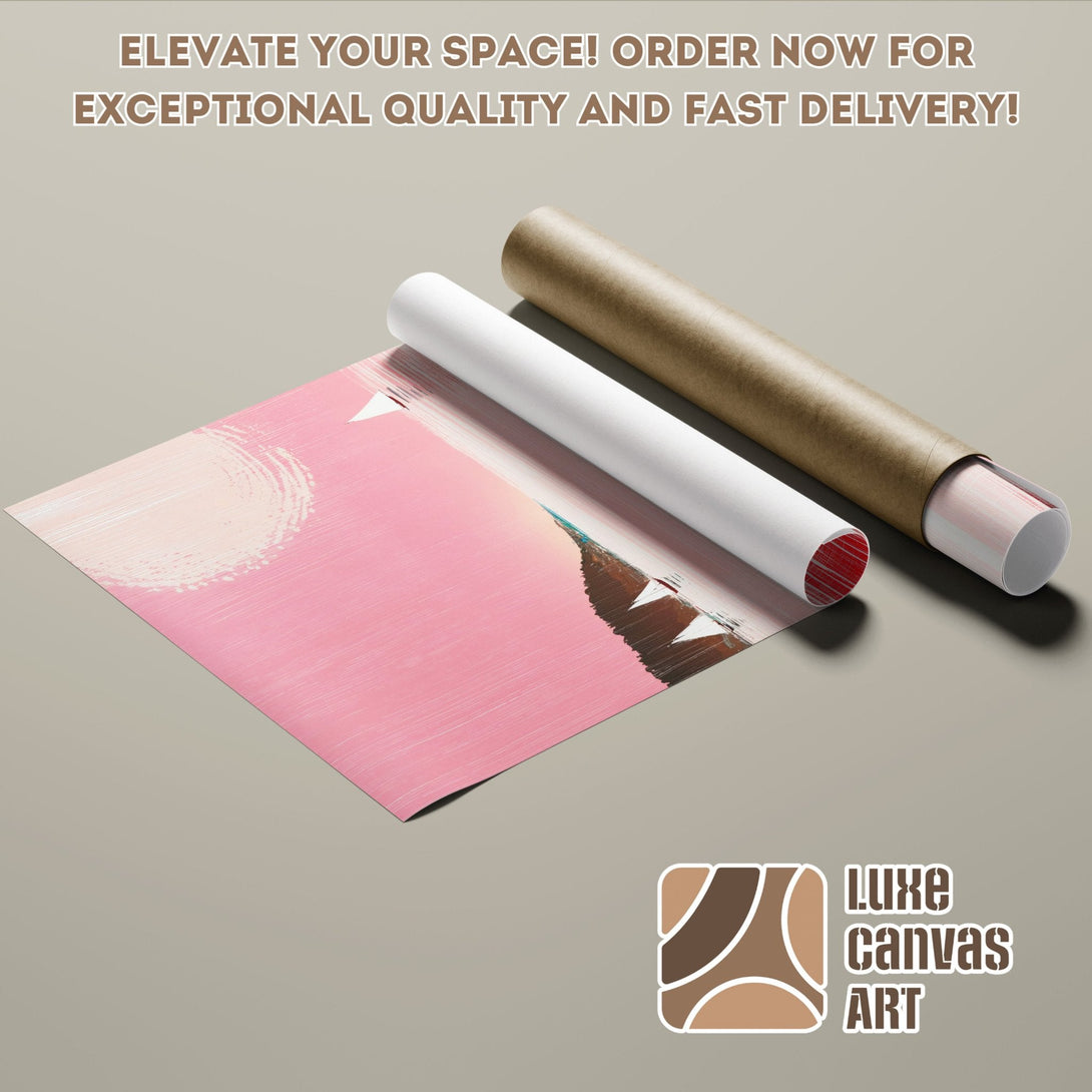 Abstract art Poster Roll in pink and beige color palette. Elevate your space with Luxe Canvas Art!