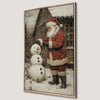 Santa and Snowman Festive Canvas Print Winter Decor
