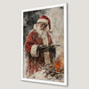 Santa Claus by the Fire Art Poster for Christmas Kitchen
