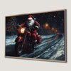Santa Claus Motorcycle Adventure Canvas Print Winter Art