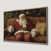 Santa Claus Relaxing on Couch Canvas Print Wall Art