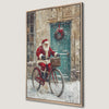 Santa Claus Riding Bicycle Canvas Print Winter Artwork