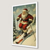 Santa Claus Skiing Art Poster - Festive Holiday Decor