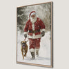 Santa Claus Walking Dog Canvas Print for Holiday Decor